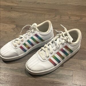 K-Swiss Kids' White Sneakers with Multicolor Stripes